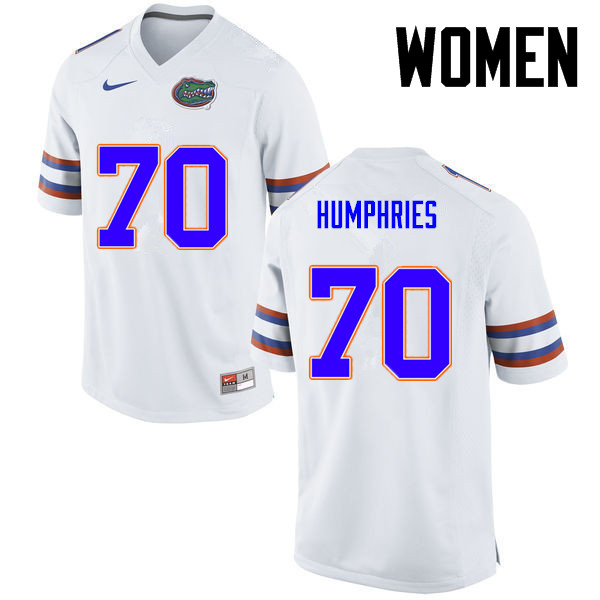 Women Florida Gators #70 D.J. Humphries College Football Jerseys-White